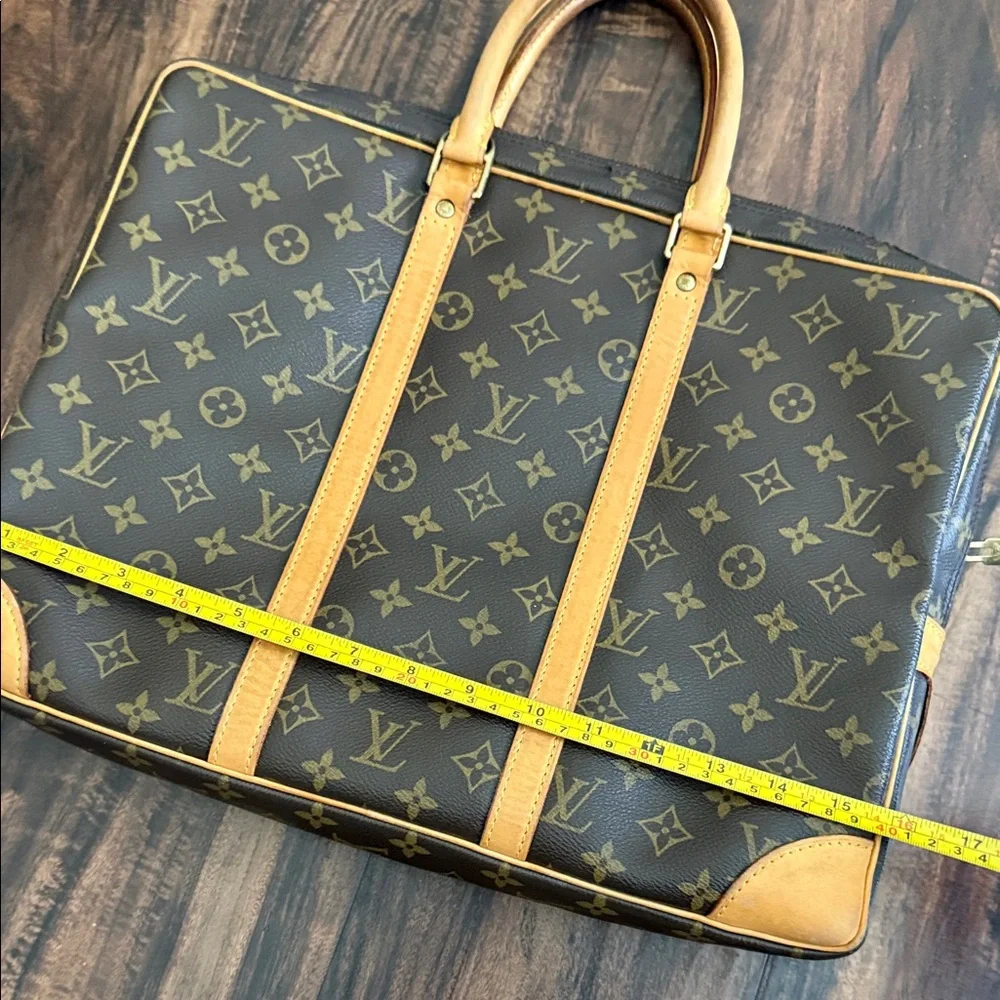 Louis Vuitton Monogram Canvas Briefcase with Tan Leather Trim